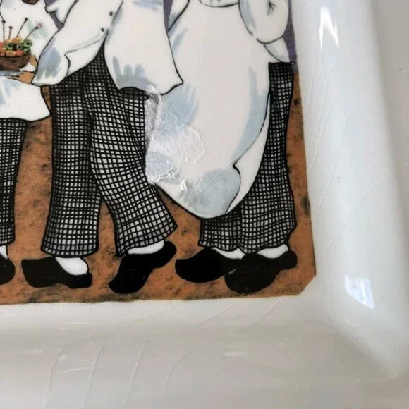 Brunelli Italy PURPLE Chef 10.25″ Square Ceramic Plate  Pattern Vintage Italian - Picture 5 of 9